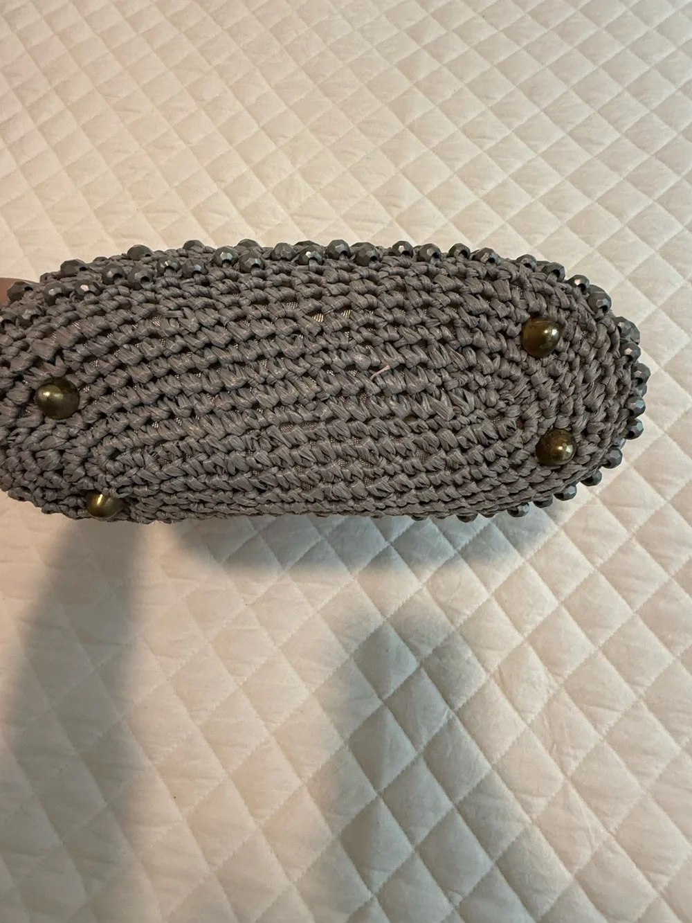 Vintage Handbag made in Italy by Dena of Dallas Blue/ Grayish woven with beads